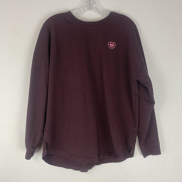 Ariat Shirt Women Large Oversized Fit Long Sleeve Clove Embroidered Casual Heavy - Picture 1 of 9